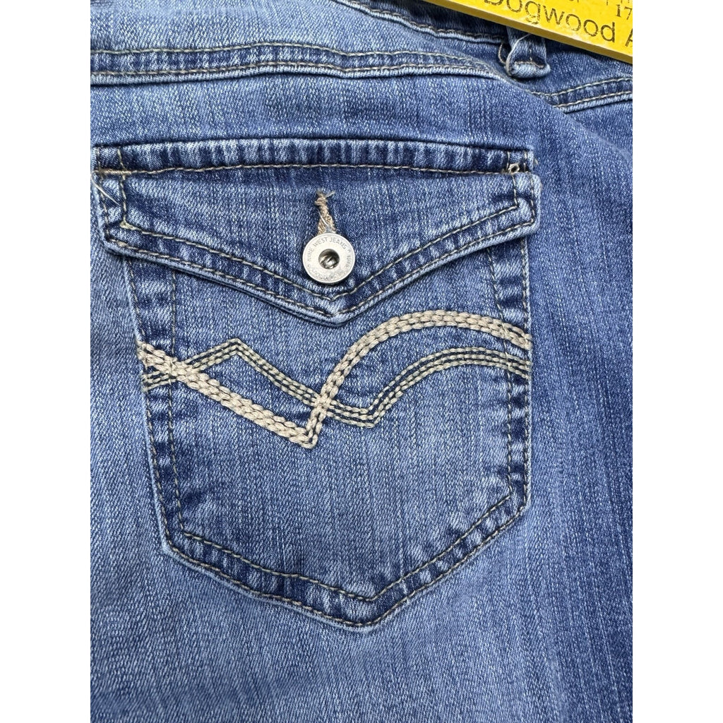 Nine West Whisker Blue Stretch Denim High Rise Bermuda Shorts Womens 34” Raw Hem