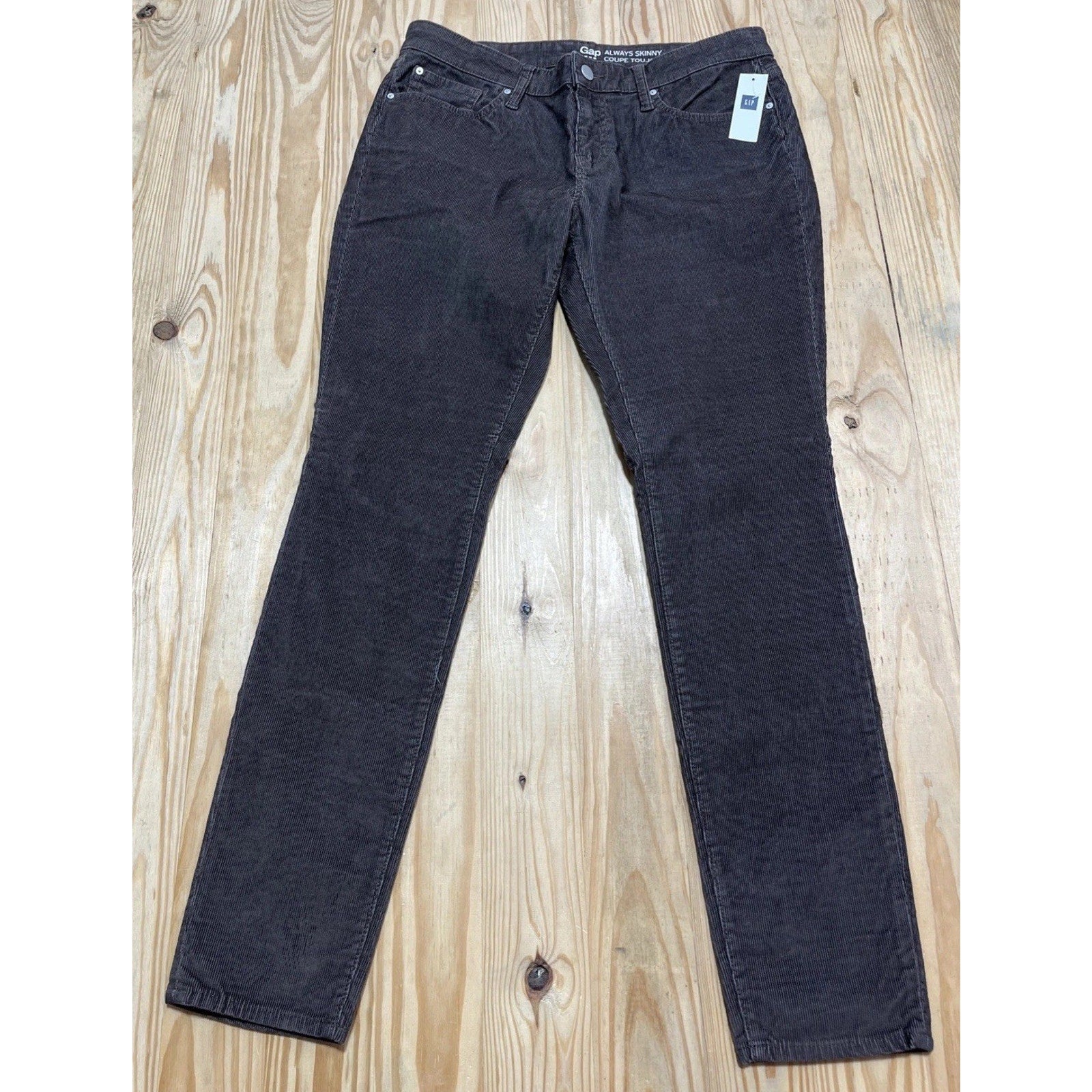 Gap 1969 Always Skinny Pants Women's Brown Stretch Corduroy Mid Rise Size 6 NWT