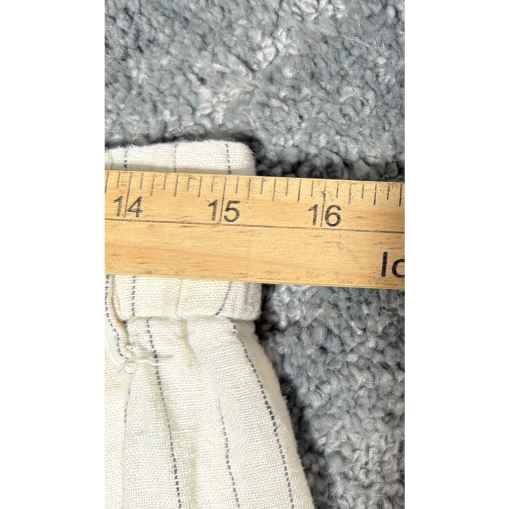 Women's High-Rise Linen Wide Leg Pants A New Day Cream/Black Pin Stripe Size 8