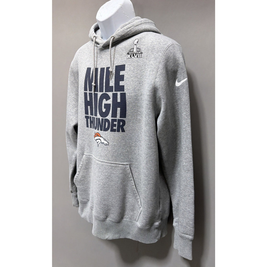Denver Broncos MILE HIGH THUNDER Super Bowl 48 Nike NFL Hoodie Sweatshirt L