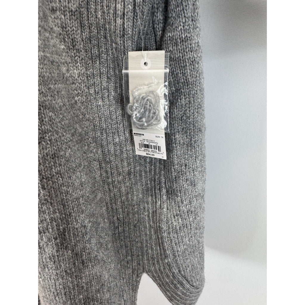 CROFT & BARROW Women’s Gray Slit Mock Neck Button Collar Size 1X