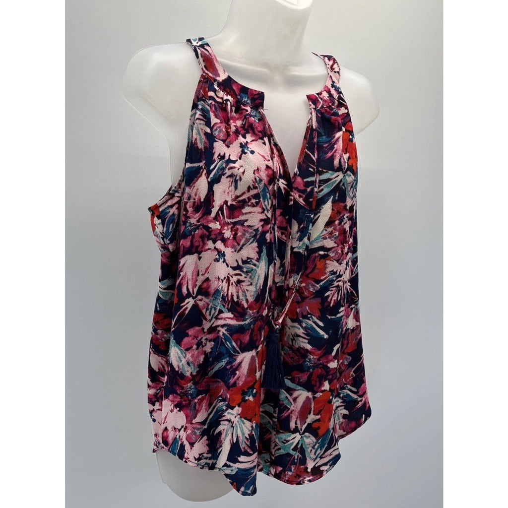 ROSE OLIVE Colorful Flowers V Neck Sleeveless Top Size S Womens