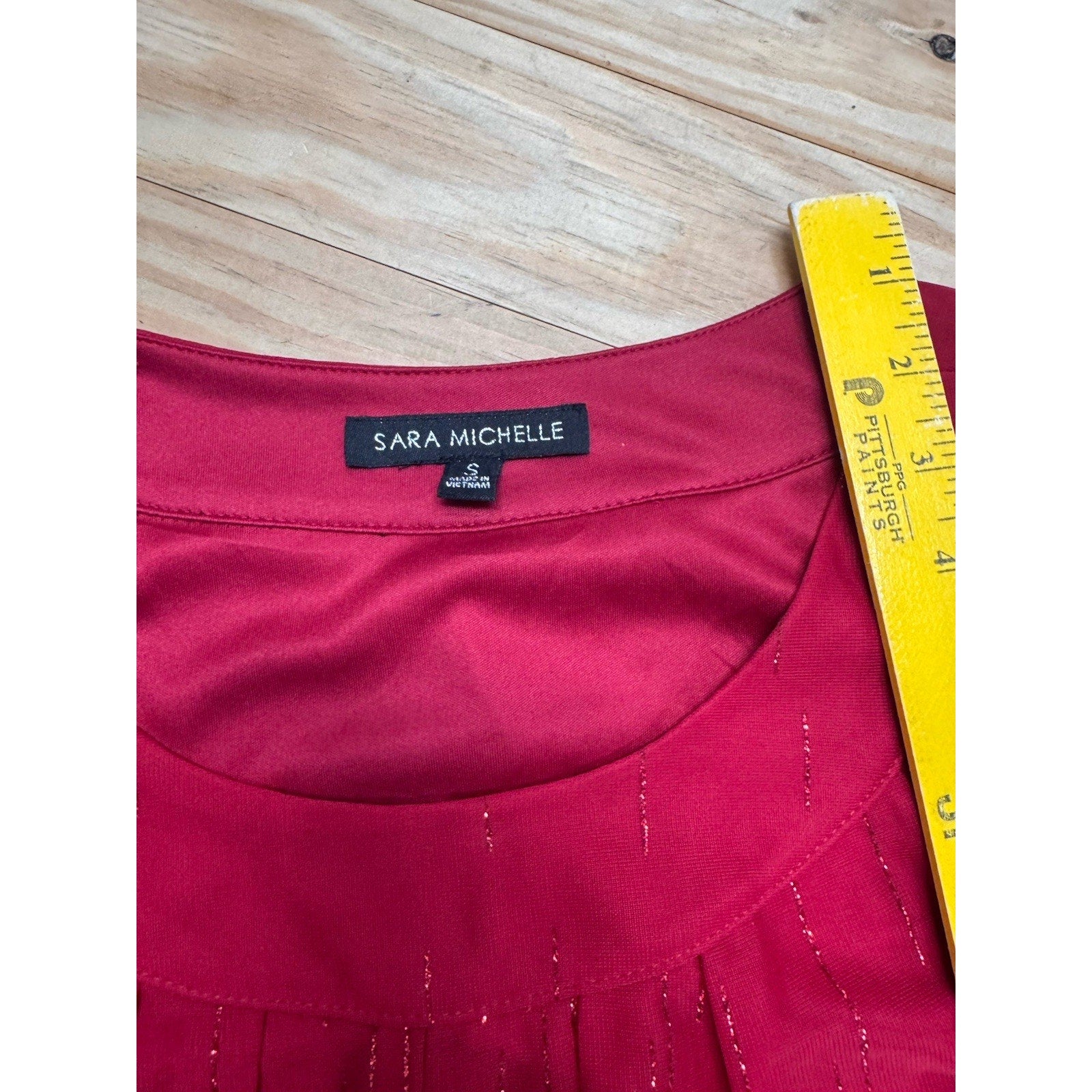 Sara Michelle Top Red Black Ombre Sparkes Shimmer Sz S
