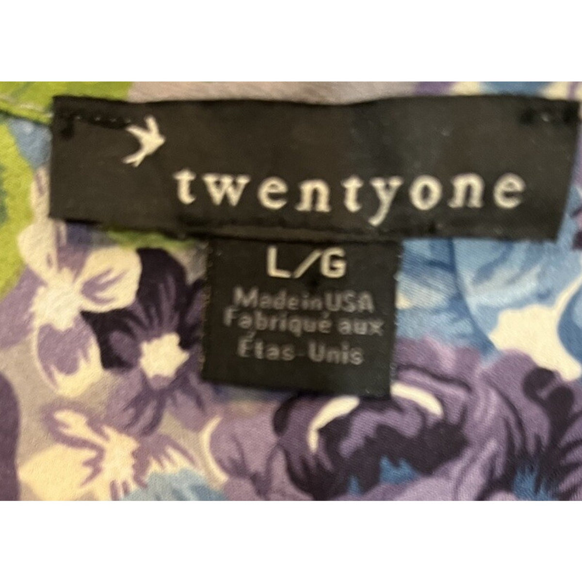 Twenty One Blouse Woman’s Blue Green Floral Sheer Tank Round Beck Pullover USA
