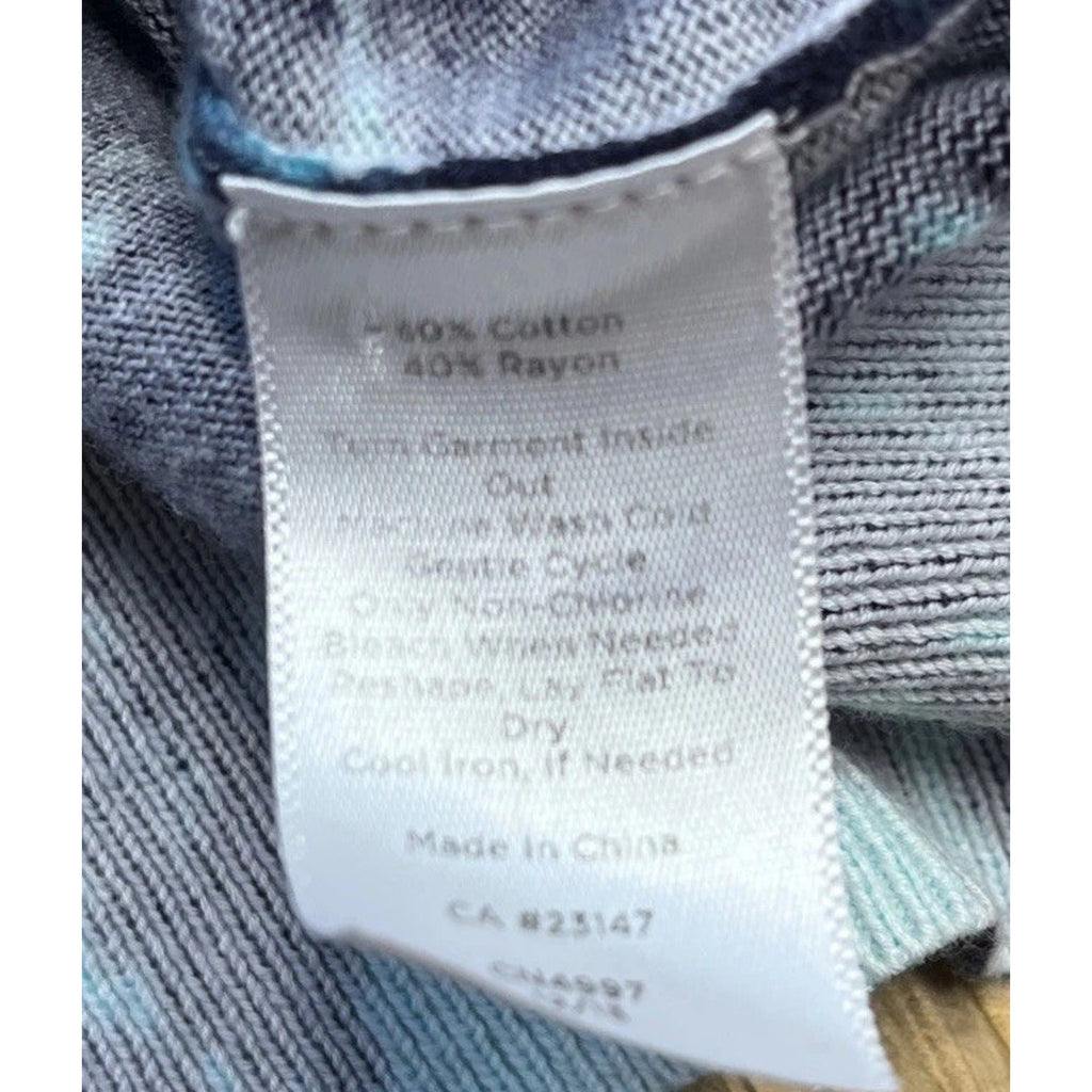 Talbots Floral Cardigan Sweater Button Up 3/4 Sleeve Cotton Rayon Size M