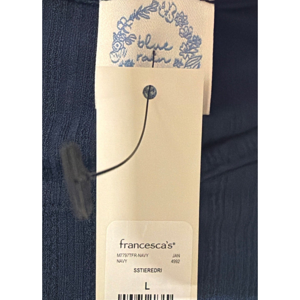 Francesca’s Blue Rain Women’s Short Sleeve Tiered Dress, Size Large NWT