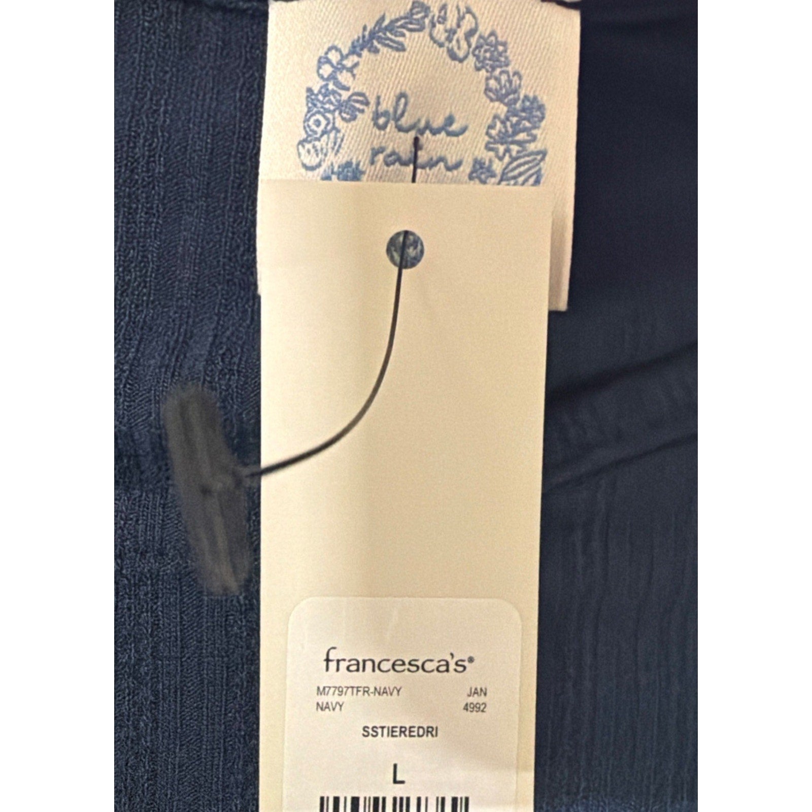 Francesca’s Blue Rain Women’s Short Sleeve Tiered Dress, Size Large NWT