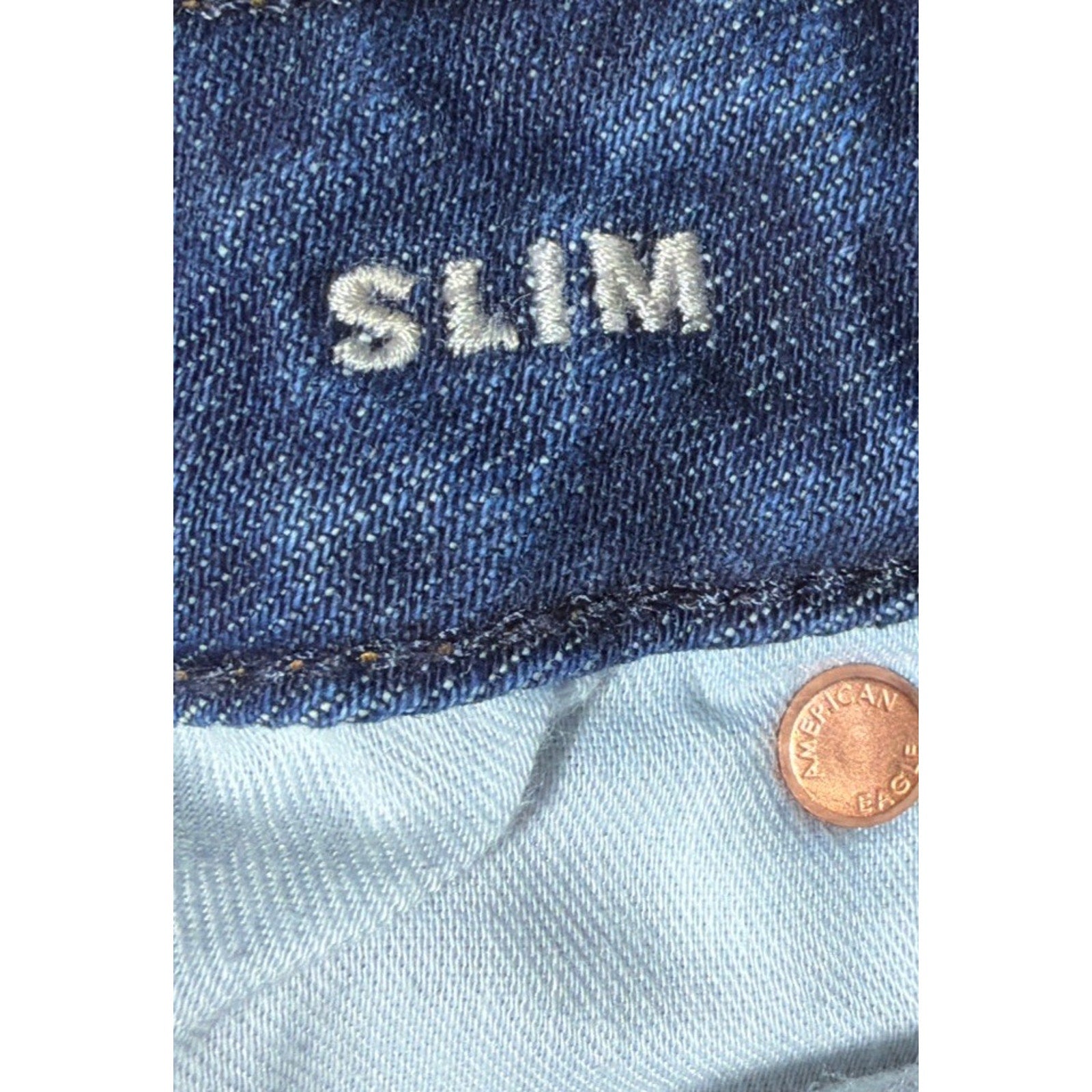 Mens American Eagle Flex Slim Blue Stretch Mid Rise Dark Wash Jeans 26x30 Mint