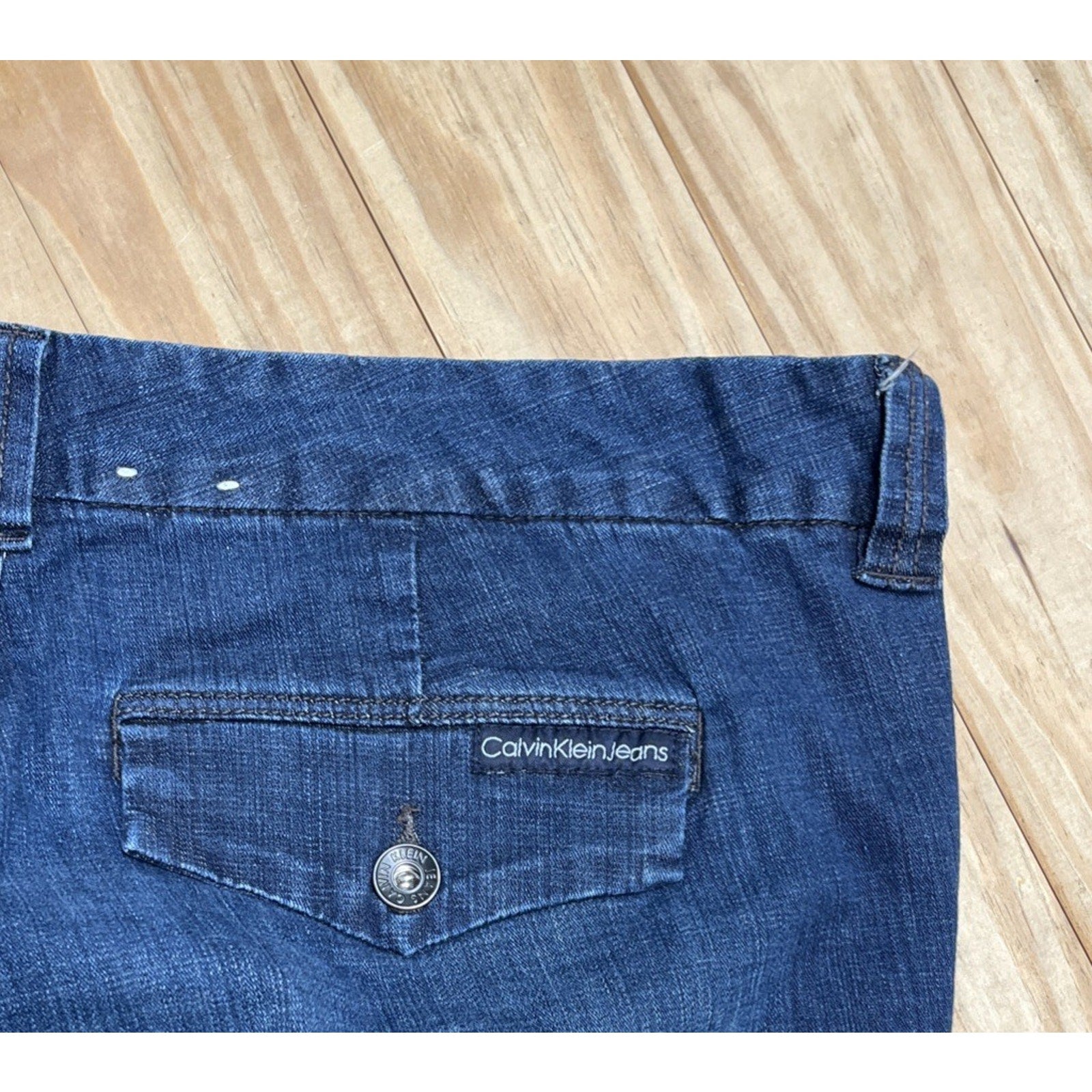 Calvin Klein Womens Flared Denim Jeans Y2K 90s Slim Trousers Pants Size 16