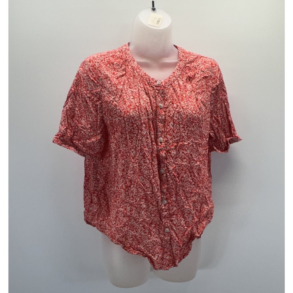 NEW Universal Thread Women's Floral Short Sleeve Button-Down Blouse Size Small