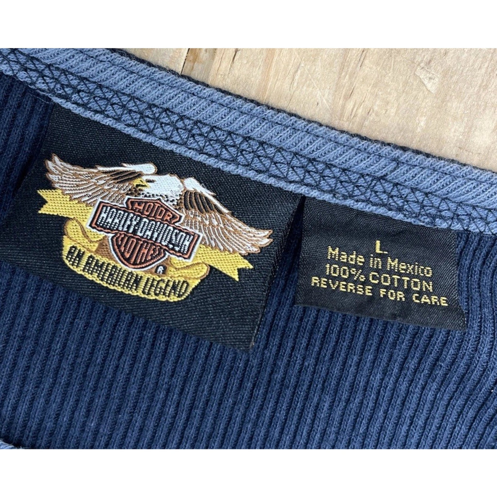 Harley Davidson Women's Ribbed Knit LONG SLEEVE Shirt Arm Pocket Size Large