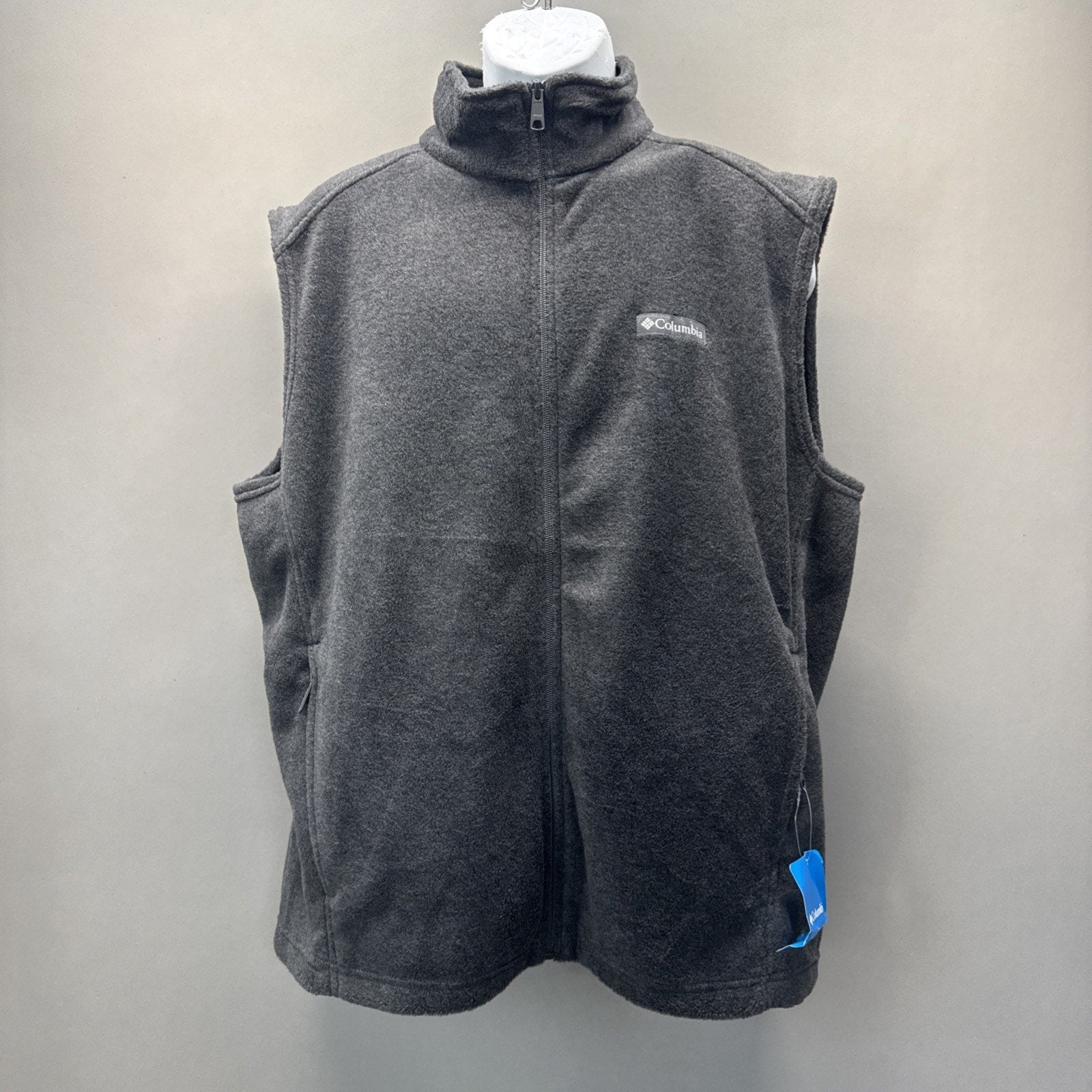 Columbia Vest Jacket Dark Gray Fleece Outdoors Hiking Lightweight Men’s L NEW