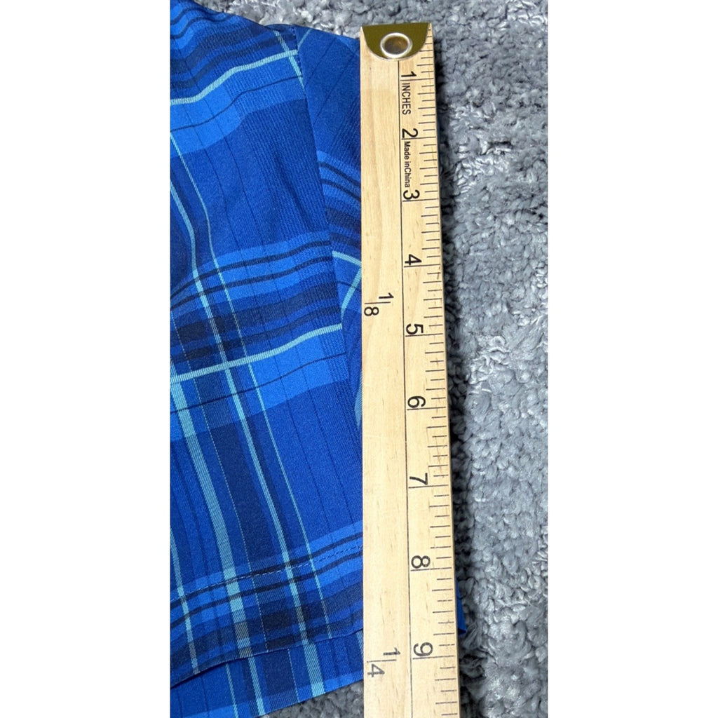 Jack Nicklaus Men's Blue Plaid Performance Flat Front Golf Shorts Size 36