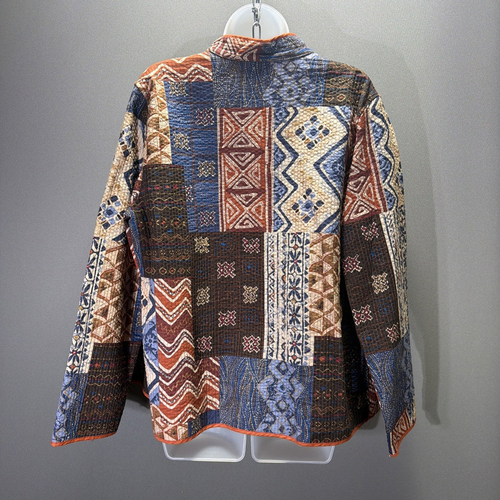 Vintage 90s Alfred Dunner Lightweight Boho Patchwork Quilted Cotton Jacket Sz 14