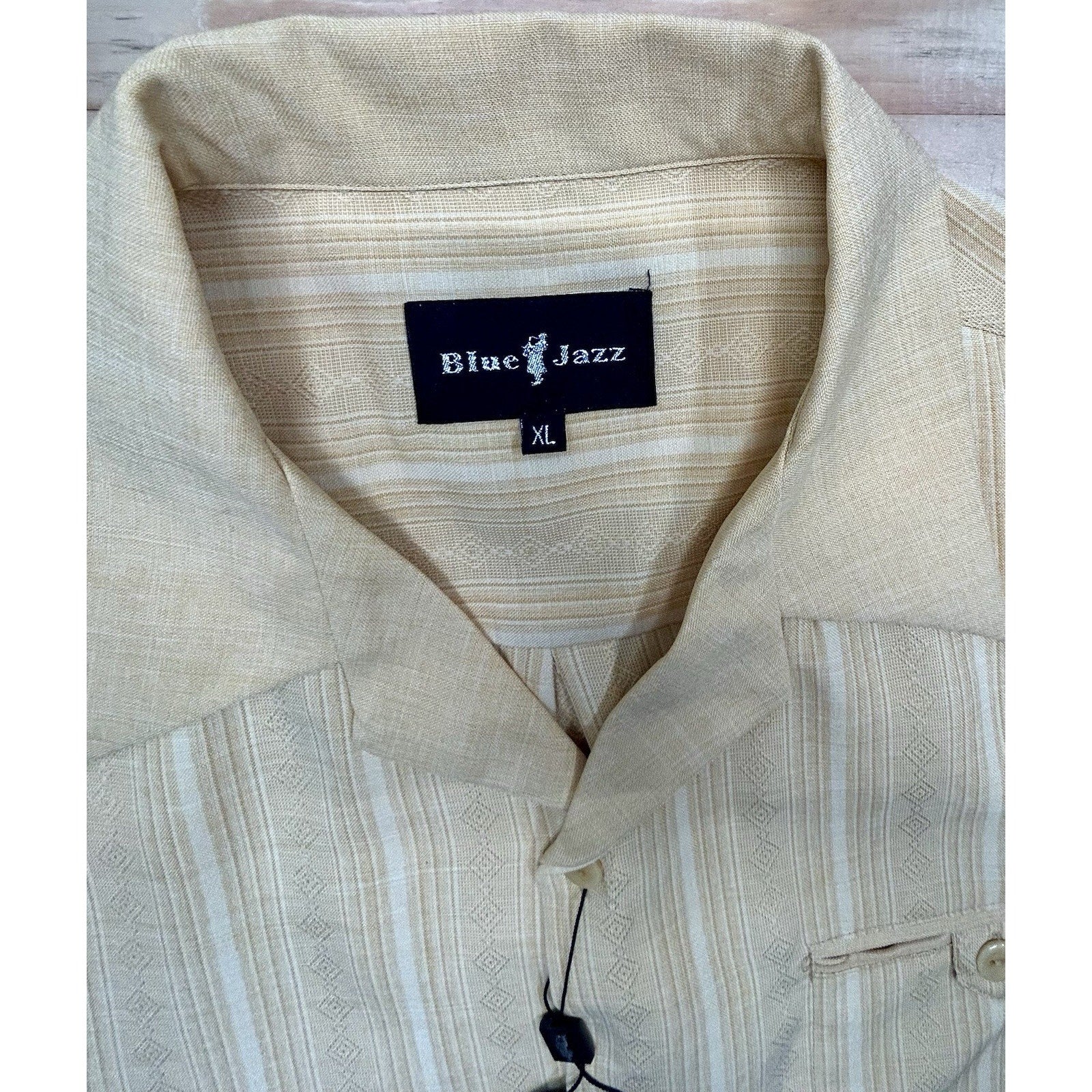 BLUE JAZZ Italy Men Short Sleeve ButterColor Button Front Camp Shirt XL NEW TAG