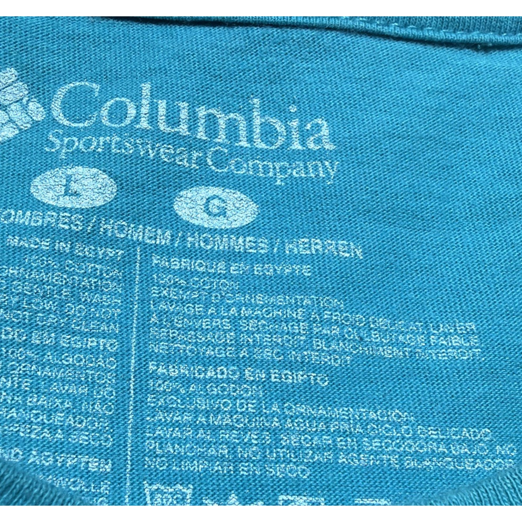 Columbia Shirt Mens Large Blue Short Sleeves Crew Neck Pullover Cotton
