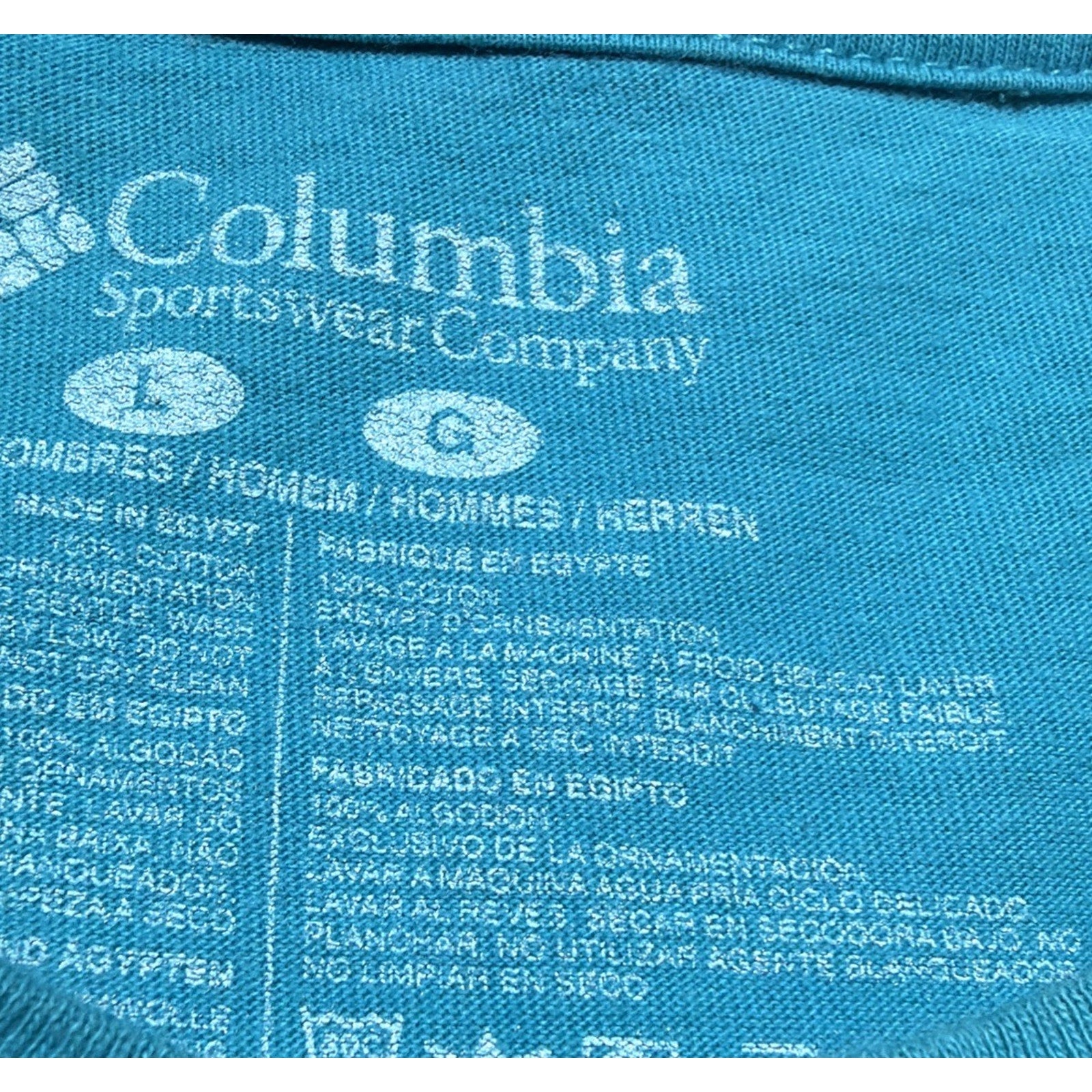 Columbia Shirt Mens Large Blue Short Sleeves Crew Neck Pullover Cotton
