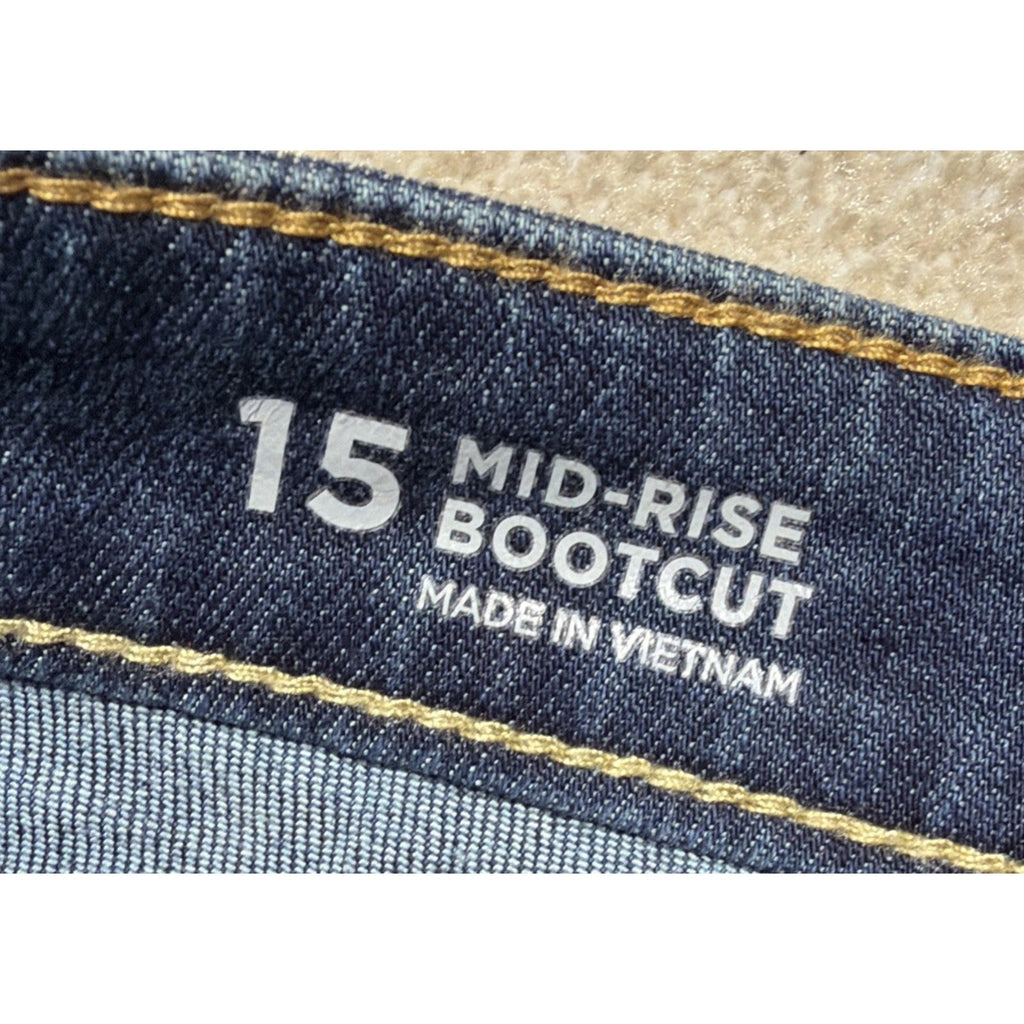 Arizona Jean Co Mid Rise Bootcut Jeans Womens Size 15 Dark Wash Stretch NWT