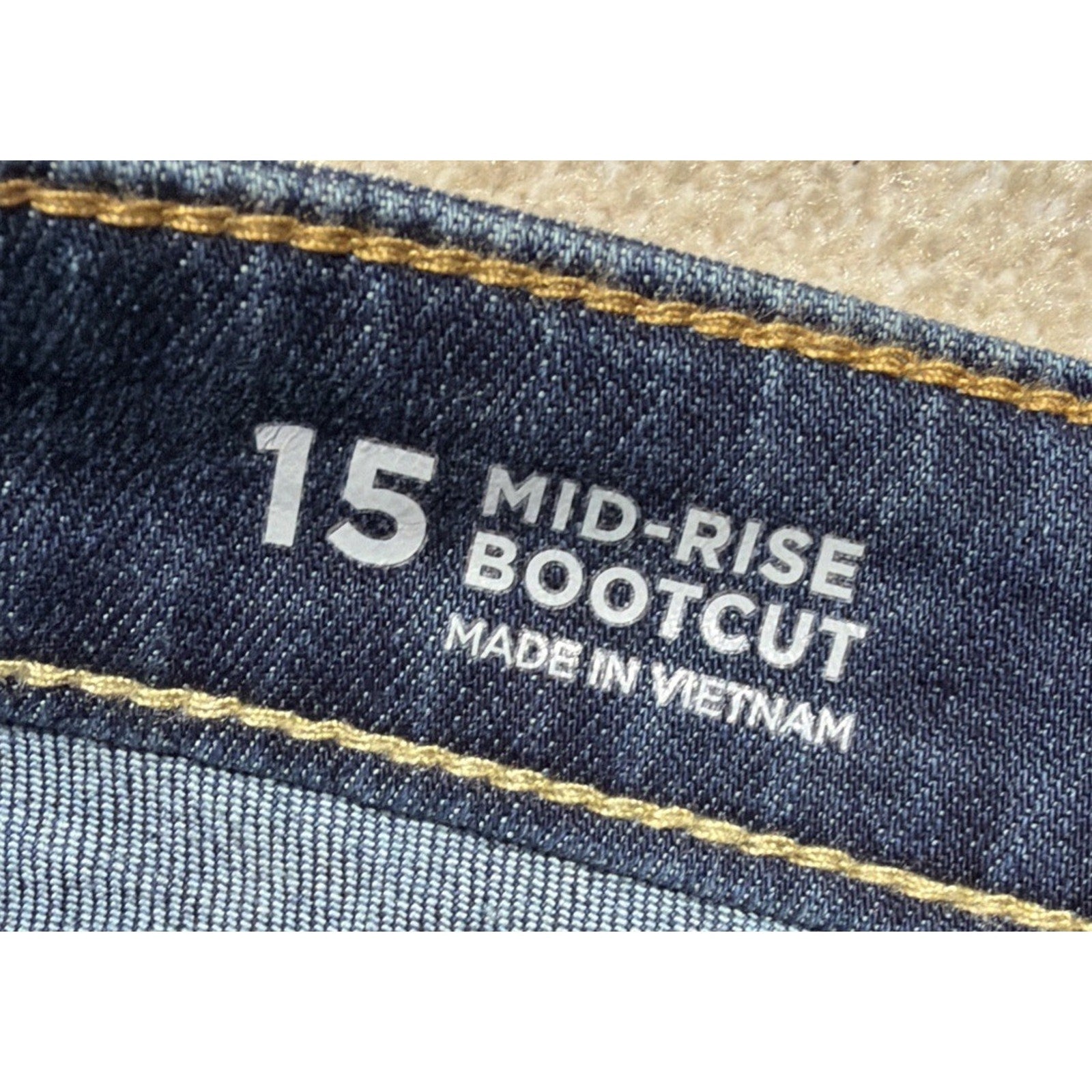 Arizona Jean Co Mid Rise Bootcut Jeans Womens Size 15 Dark Wash Stretch NWT
