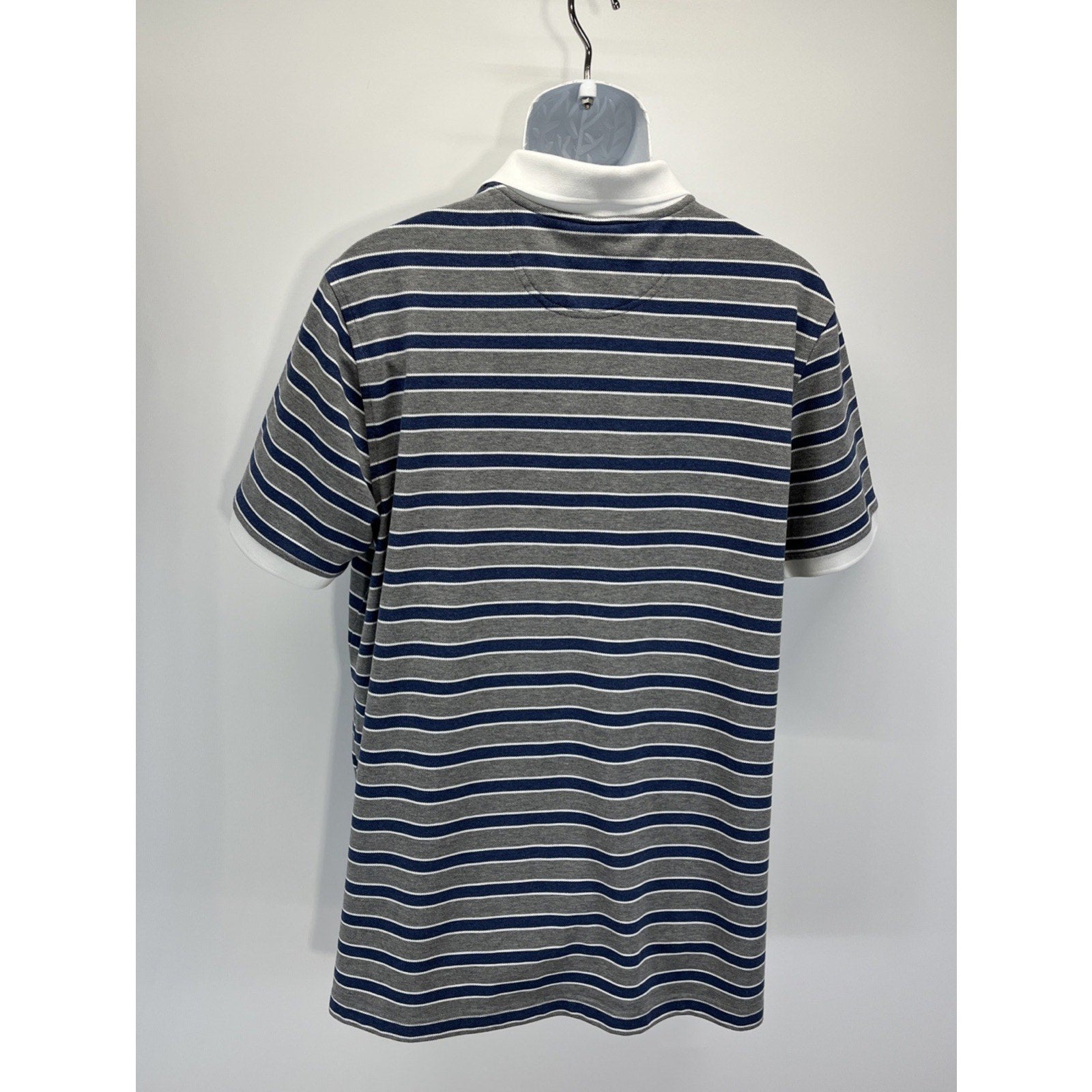 Brooks Brothers Polo Shirt Mens L Blue Striped Performance Original Fit Casual