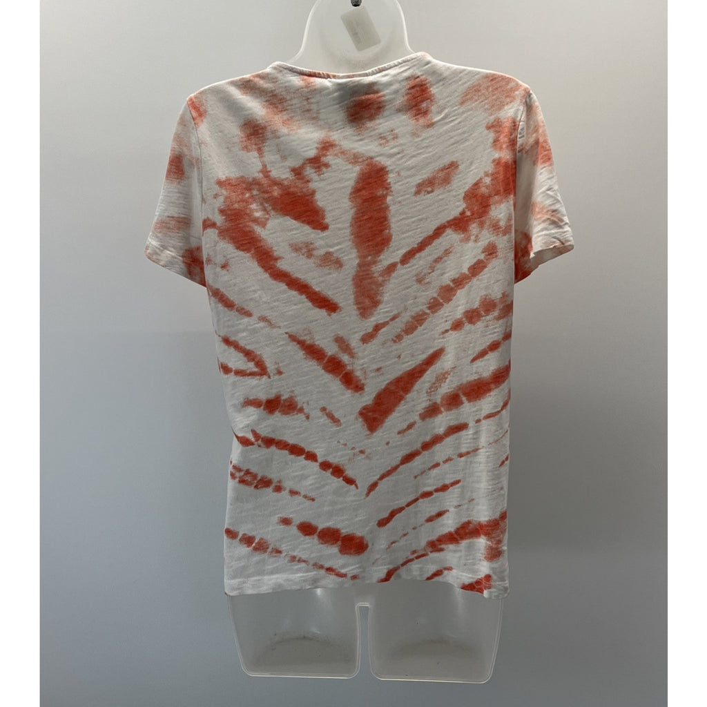 Chicos womens Top Size 0 Small Peach print T-shirt Embroidered