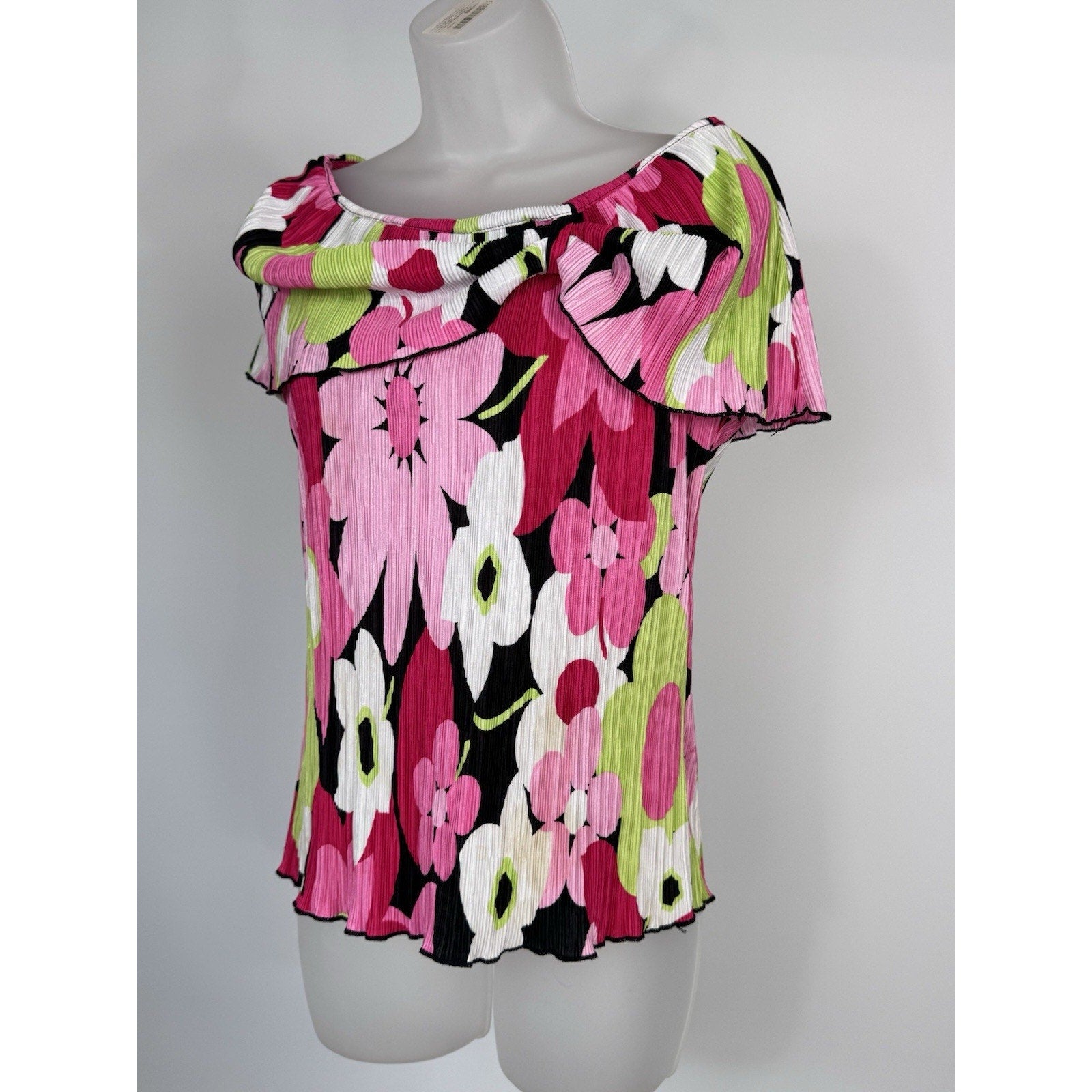 CDW Creative Design Works Inc. Top Blouse Pink Tones Flowers Womens Size Large