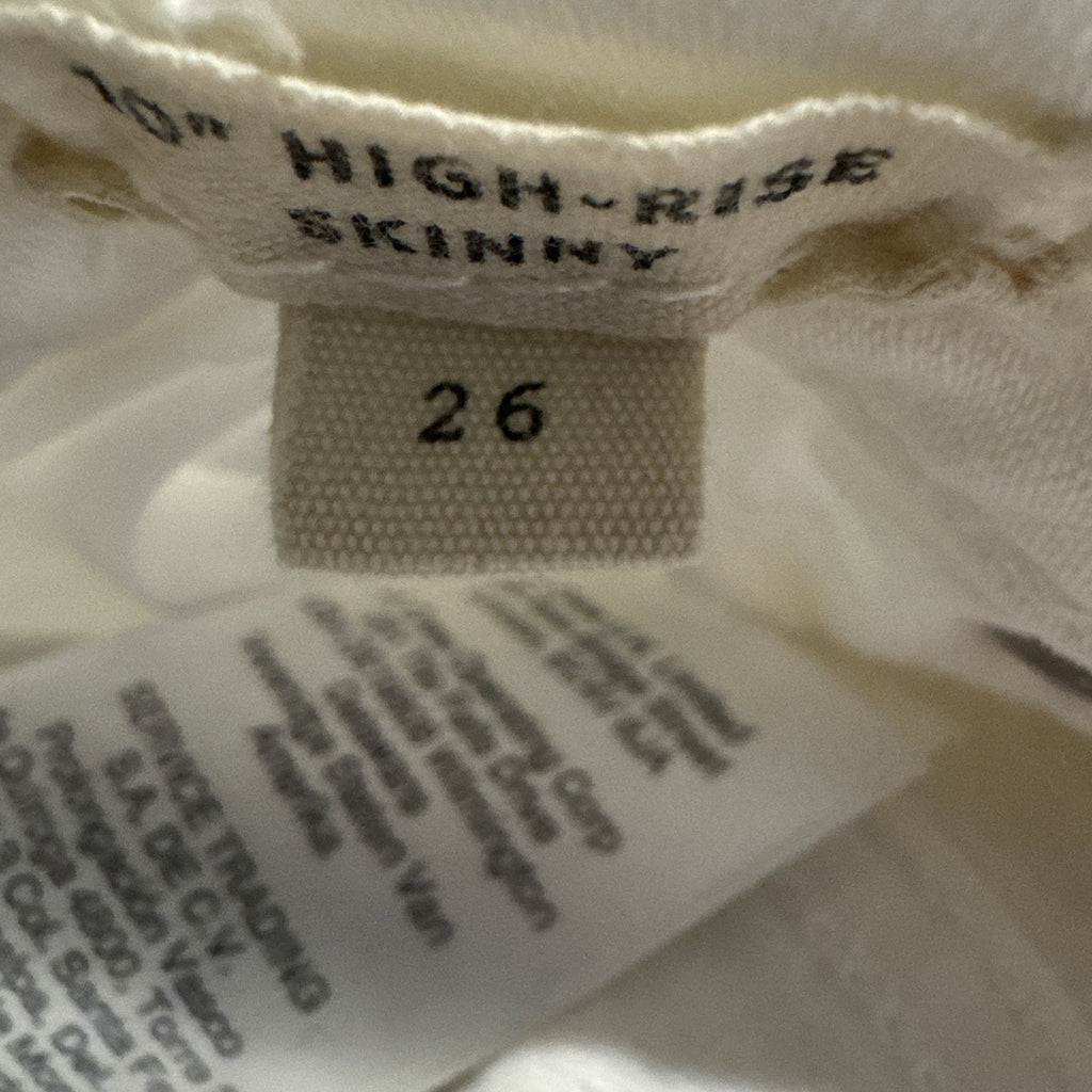 MADEWELL 10" High Rise Skinny Crop White Button-Fly Frayed Hem Jeans Size 26