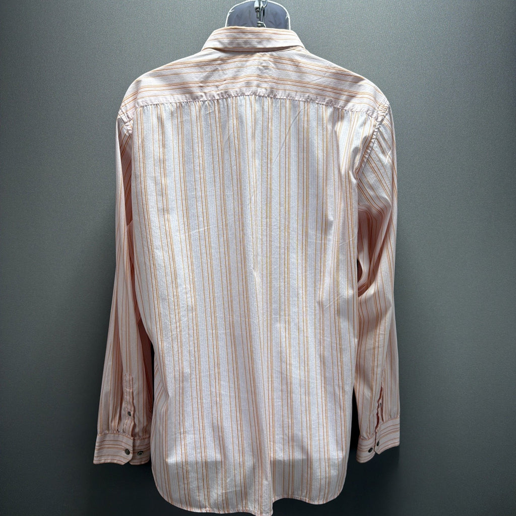 Banana Republic Shirt Men's Size L 16-16.5 Slim Fit Orange Pink Stripe Stretch