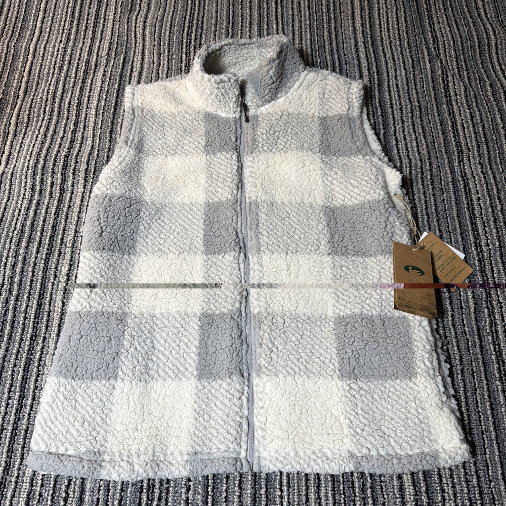 Stillwater Supply Co Vest Womens L Full Zip Super Soft Fleece Gray White NWT