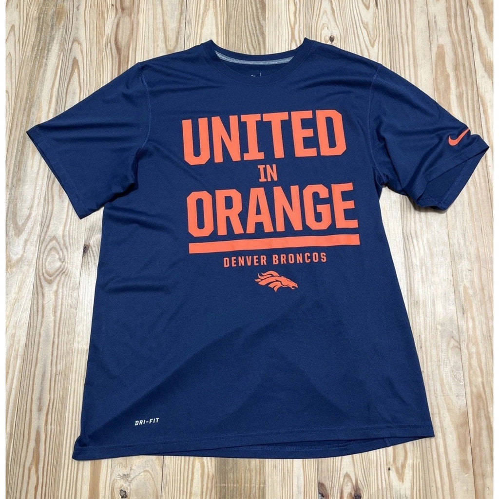 Nike Dri Fit Men's Denver Broncos Navy Short Sleeve Shirt NFL T-Shirt L