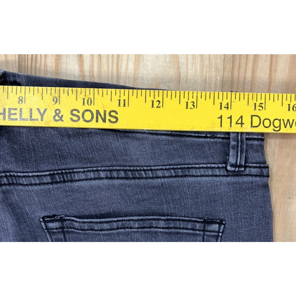 Umgee Cropped Flare Jeans Raw Hem Charcoal Wash Size 28