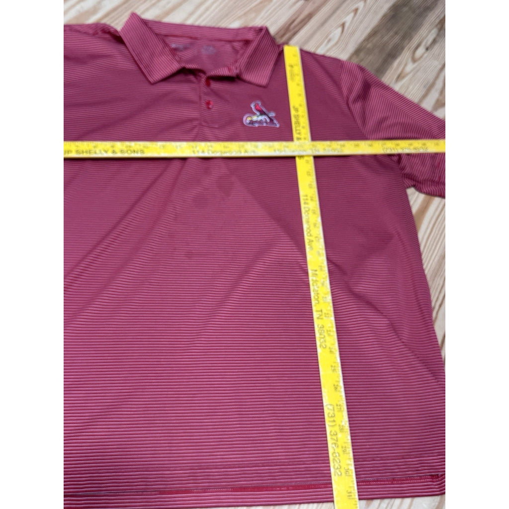 St. Louis Cardinals Antigua Red Striped Polo Shirt Men’s Size 3XL Spots Pictured