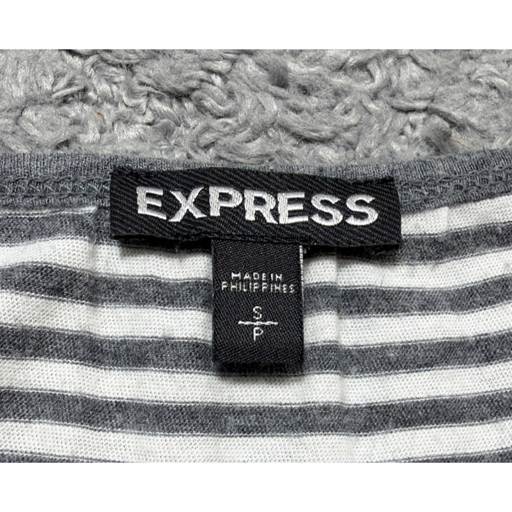 Express Women's Striped Flutter Sleeve Oversized Blouse Top Tunic Size Small