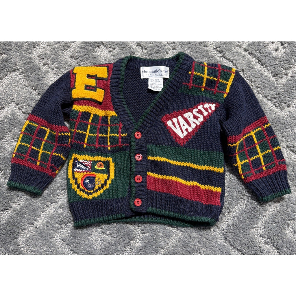 Vintage 1994 The Eagle’s Eye Kid's Unisex Varsity Cardigan Sweater Size: S (2T)