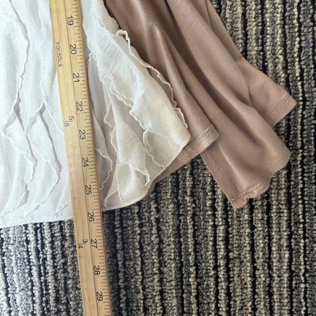 Naif Mauve Shirt Top With Built In Ruffle Cami Womens Size M Stretch