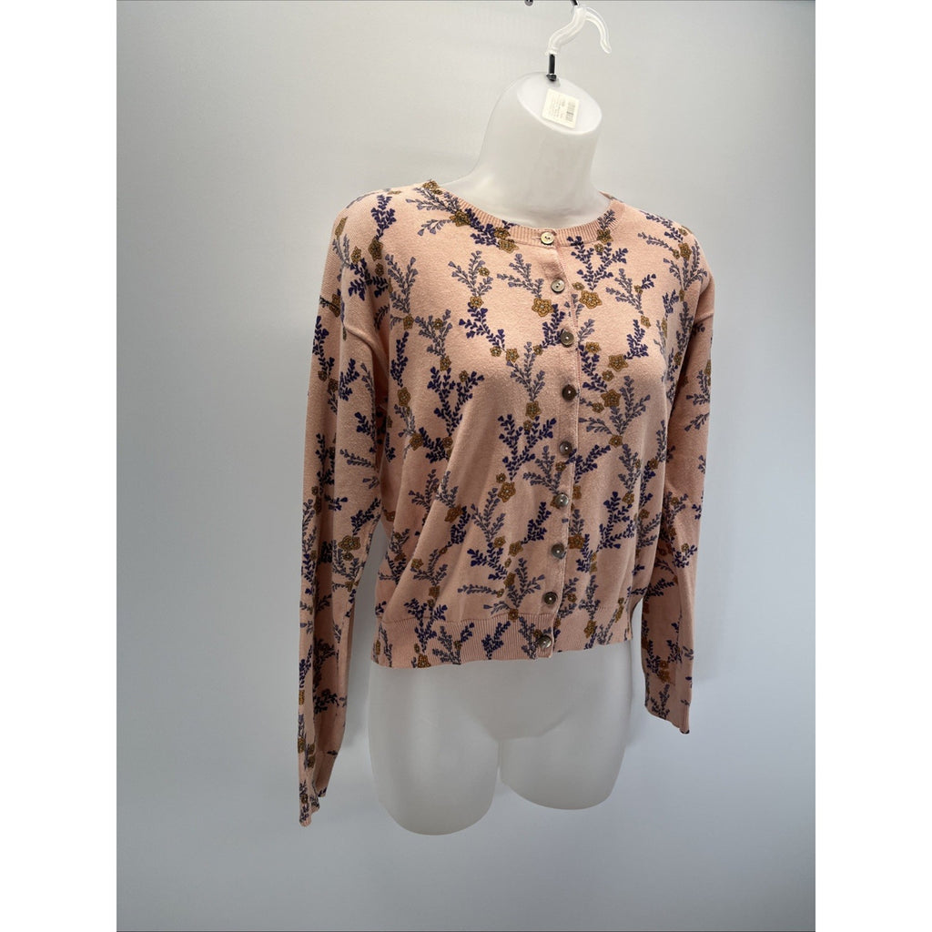 Sundance S Pink Floral Knit Cardigan Sweater