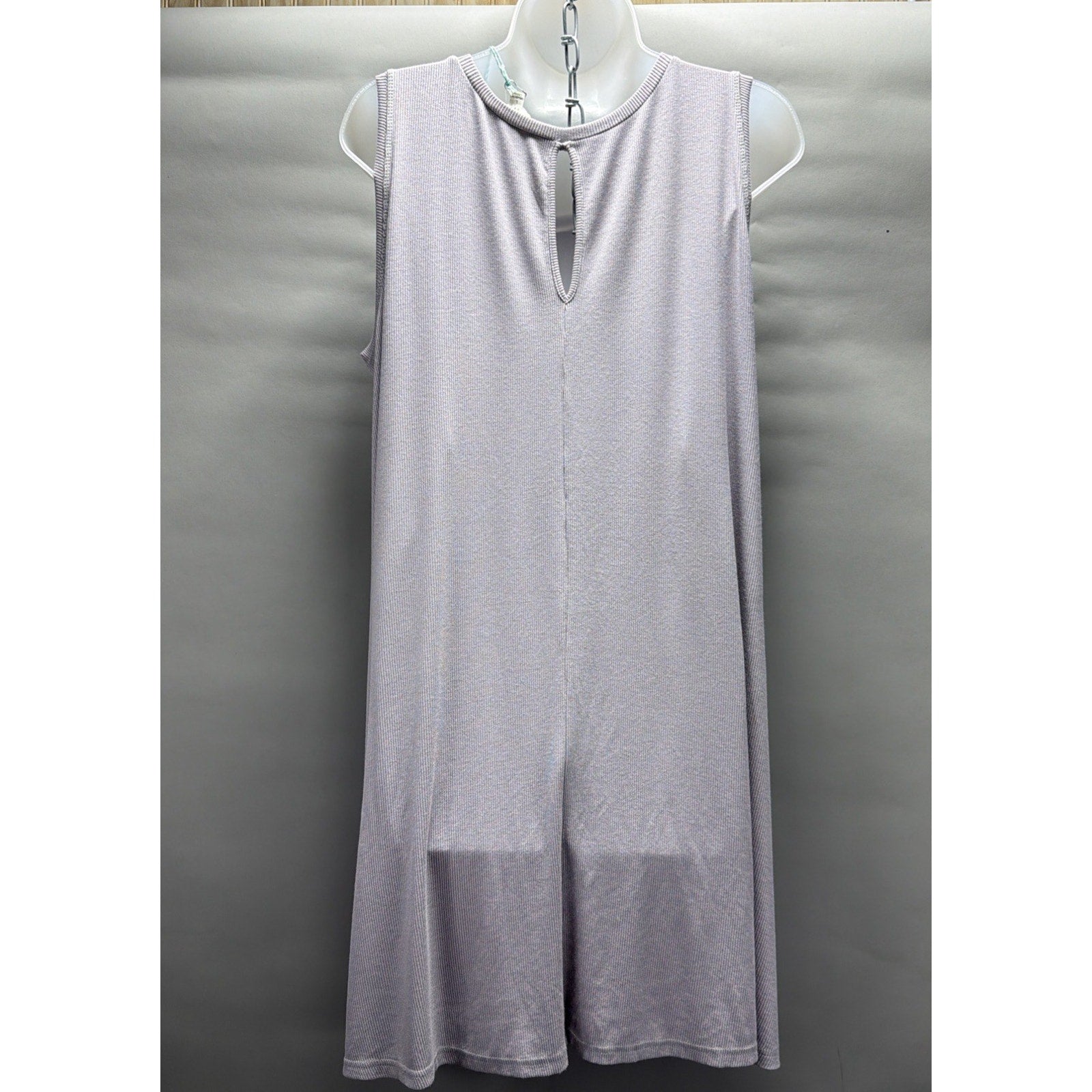 NWT Umgee USA Large Lavender Ribbed Swing Dress Sleeveless Keyhole Back Boho
