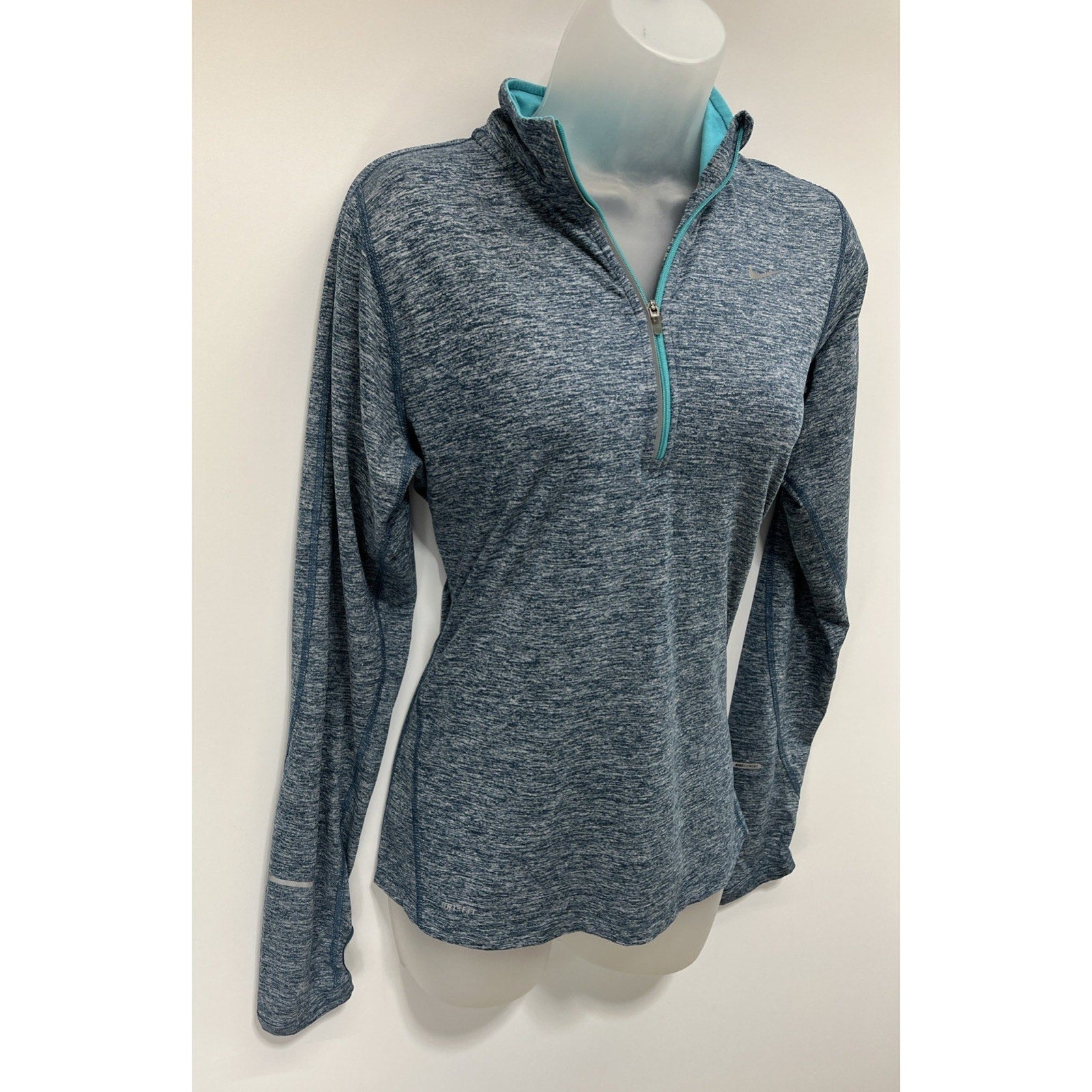 Nike Dri-Fit Element Half Zip Running Top Long Sleeve Medium, Blue Space Dye