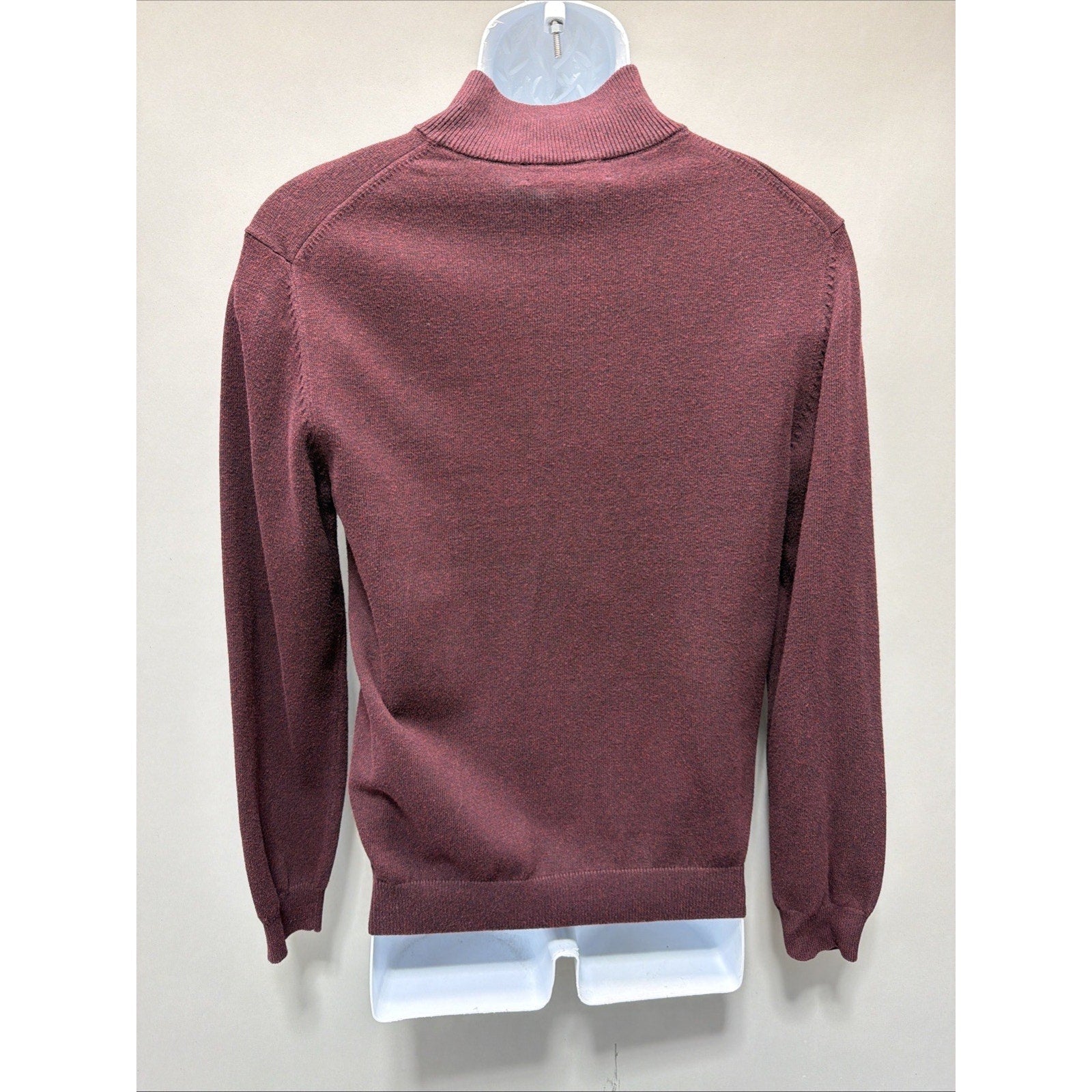 Roundtree & Yorke Sweater Mens S Maroon 1/4 Zip Pullover Preppy Casual
