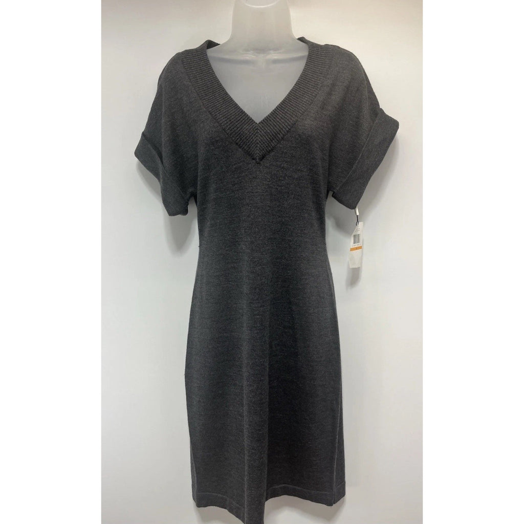 Calvin Klein Gray Merino Wool Blend Short Sleeve Sweater Dress Size S NWT