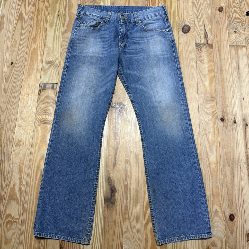 Vintage Y2Ks True Religion Straight Blue Denim Jeans Made In USA Mens 33. Stain