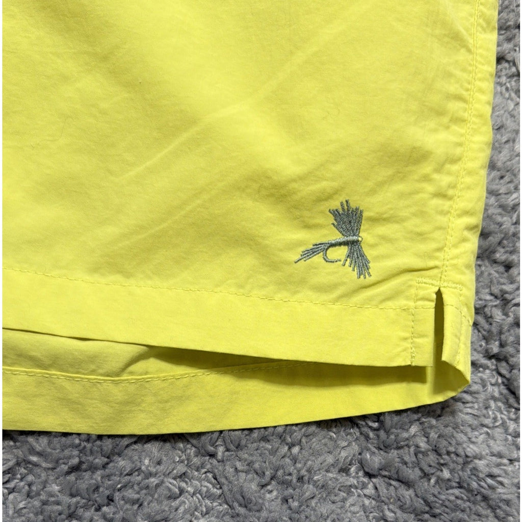 Orvis Swim Trunks Men L Yellow Fishing Shorts