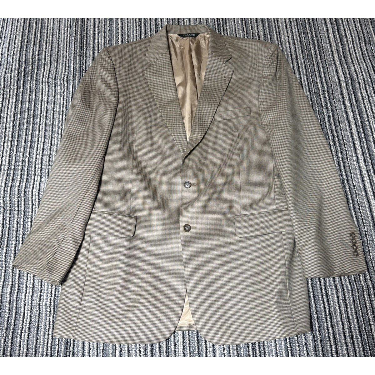 Jos A Bank Brown Houndstooth Mens 43 Lg 100% Wool Sport Coat Suit Jacket Blazer