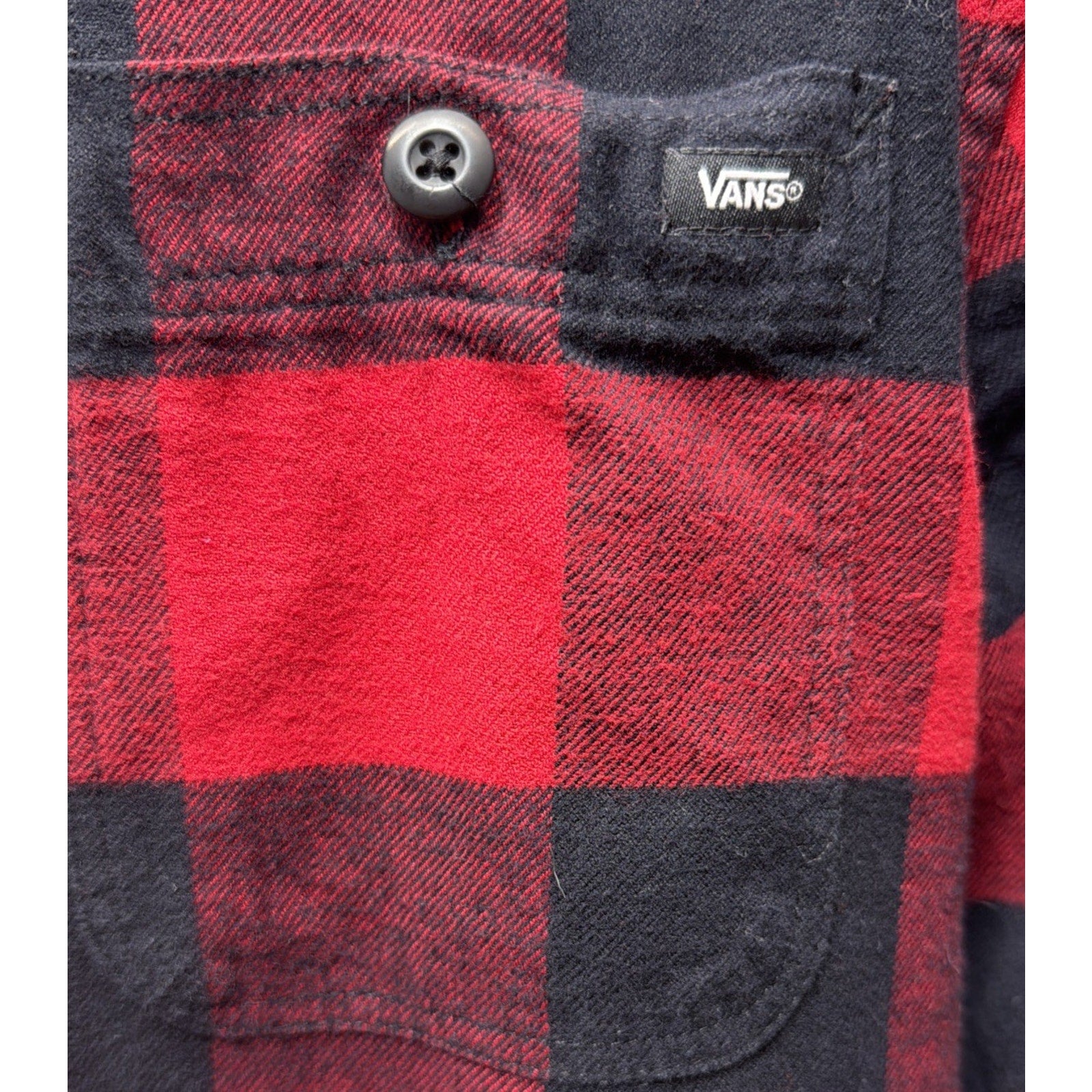 VAns Off The Wall Slim Fit Flannel Shirt Mens XXL Red White Plaid Long Sleeve