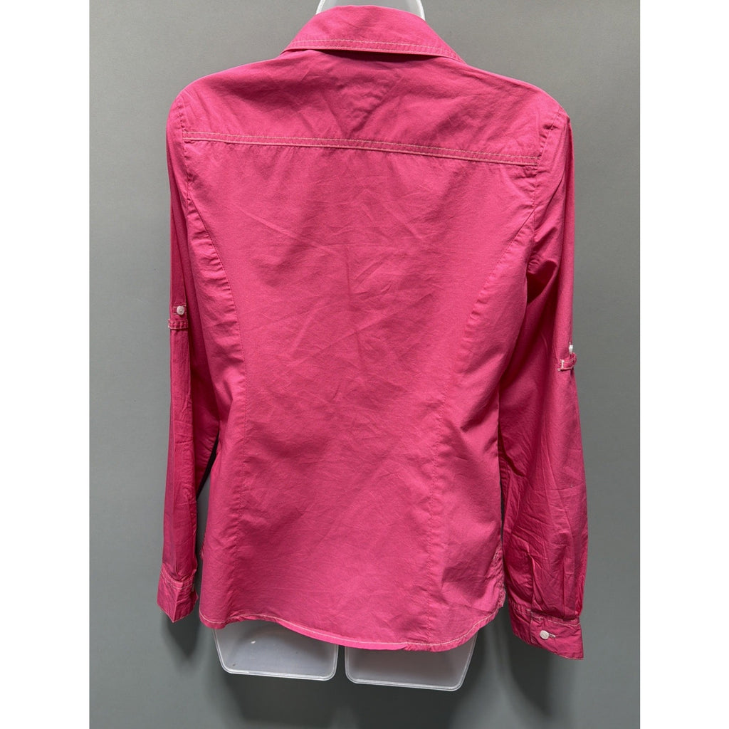 Tommy Hilfiger Ladies Pink Medium Long Sleeve Tab Roll Up Shirt