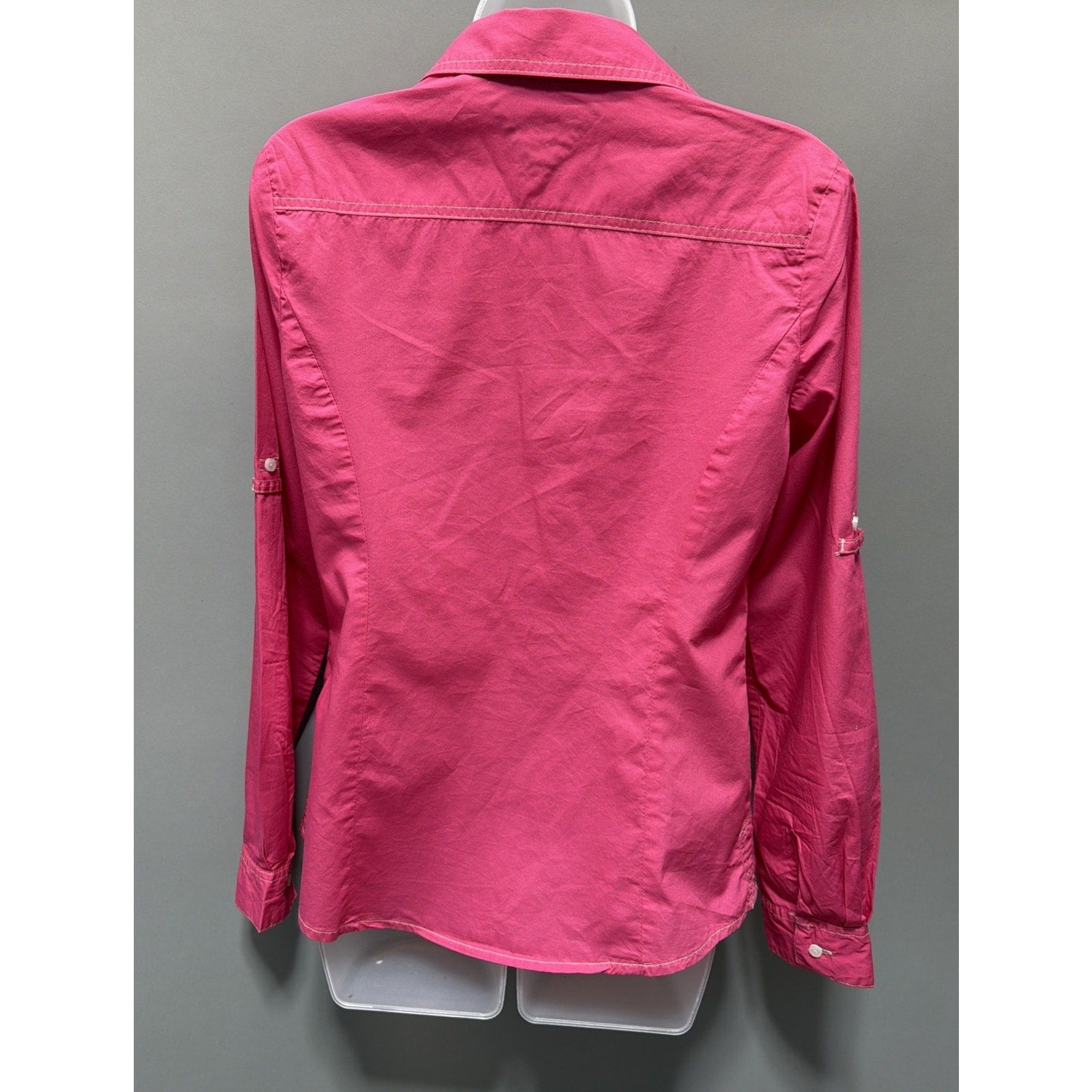 Tommy Hilfiger Ladies Pink Medium Long Sleeve Tab Roll Up Shirt