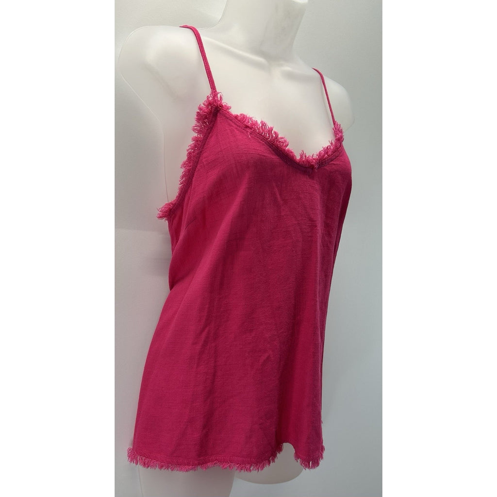 Umgee Top Womens Small Hot Pink Linen Blend Sleeveless Summer Boho.