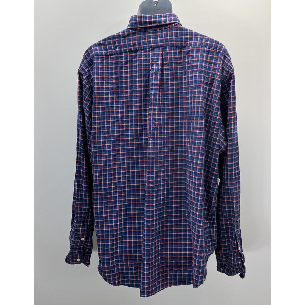 Ralph Lauren Classic Fit Blue & Red Plaid Long Sleeve Shirt Green Pony