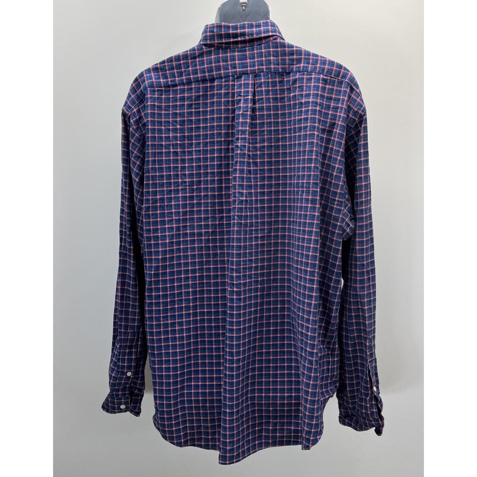Ralph Lauren Classic Fit Blue & Red Plaid Long Sleeve Shirt Green Pony