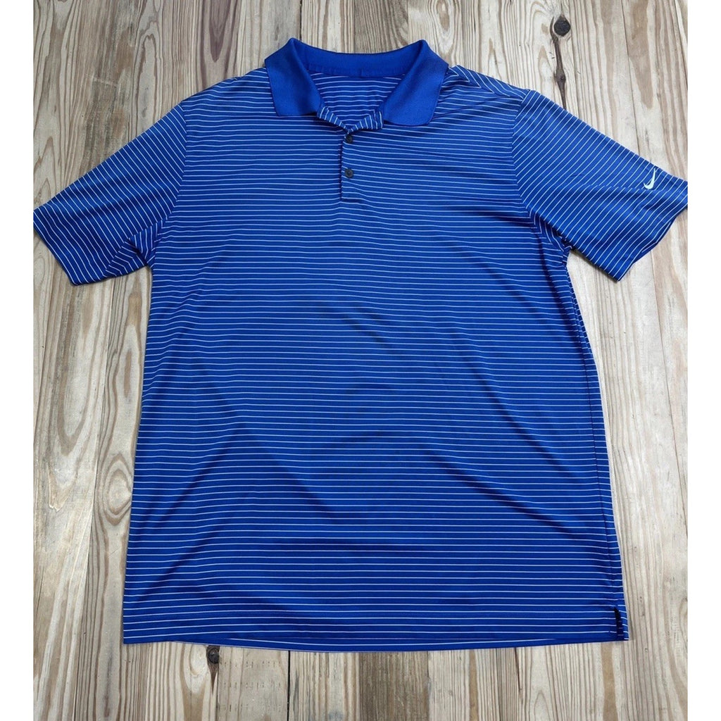 Nike Golf Polo Dri-Fit Blue Striped Short Sleeve Shirt 585748-491 Men’s Size XL